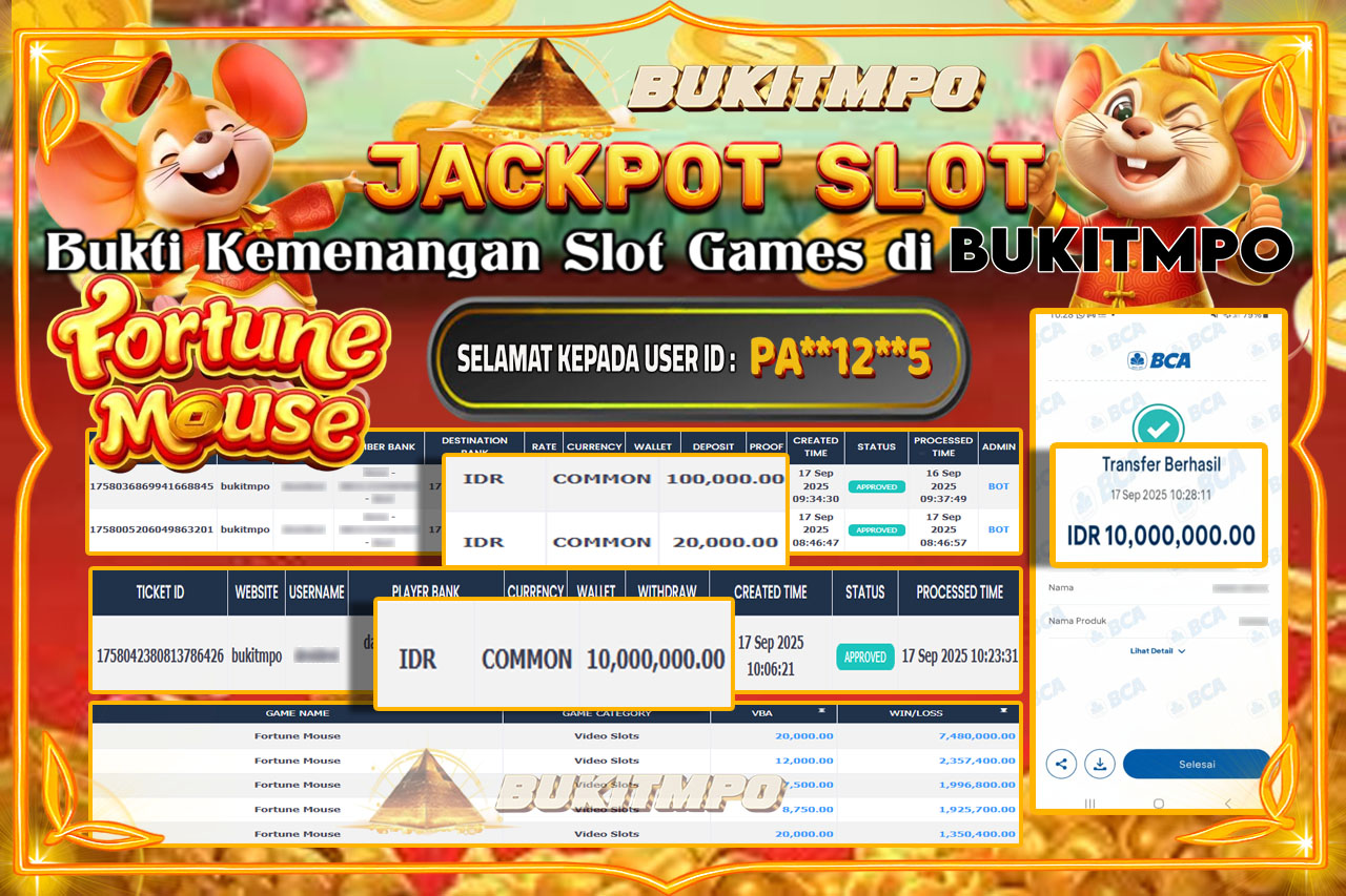 BUKITMPO JACKPOT FORTUNE MOUSE - PG SOFT Rp.10.000.000,- LUNAS